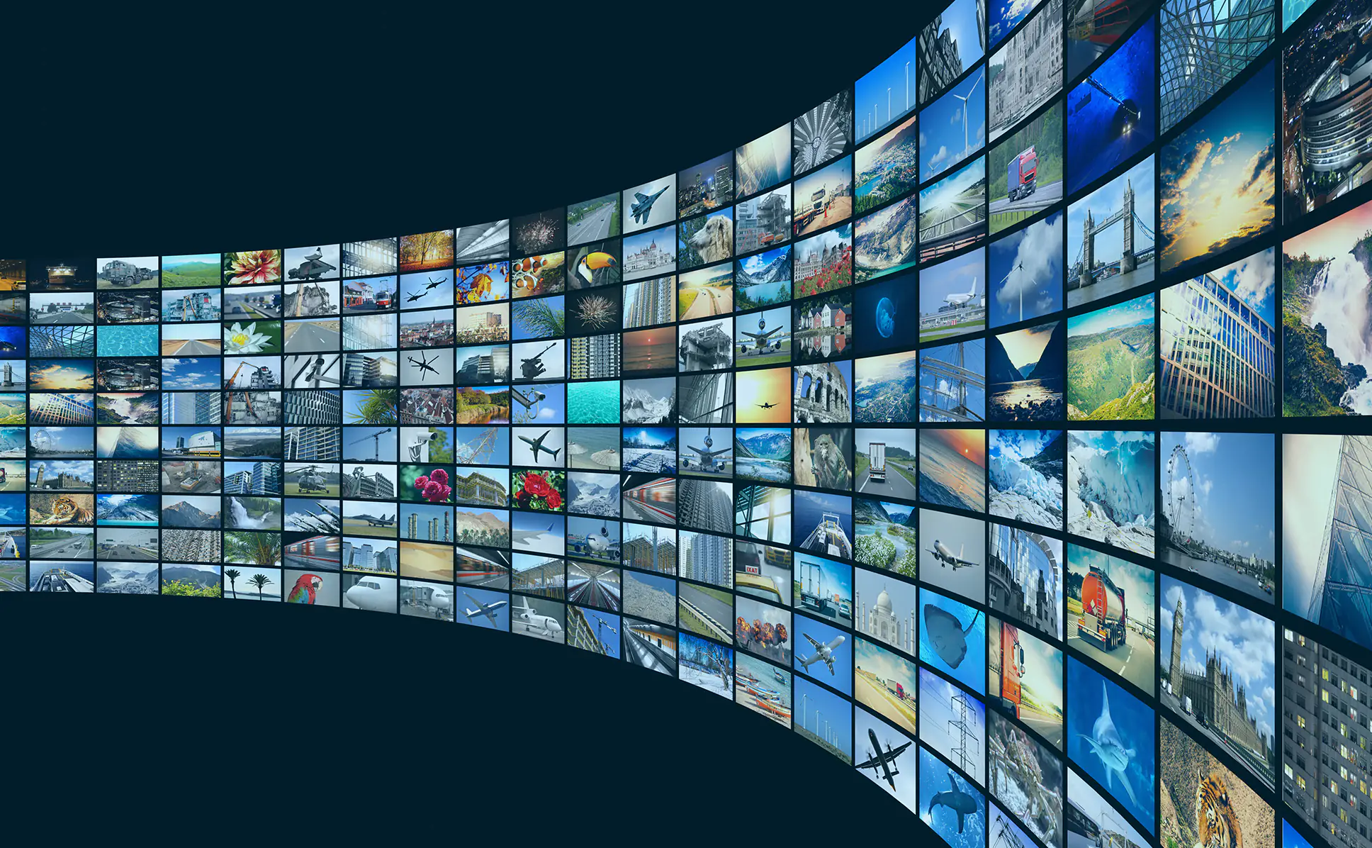 IPTV System wall-screens-streaming-media-cable-internet-concept-3d-illustration