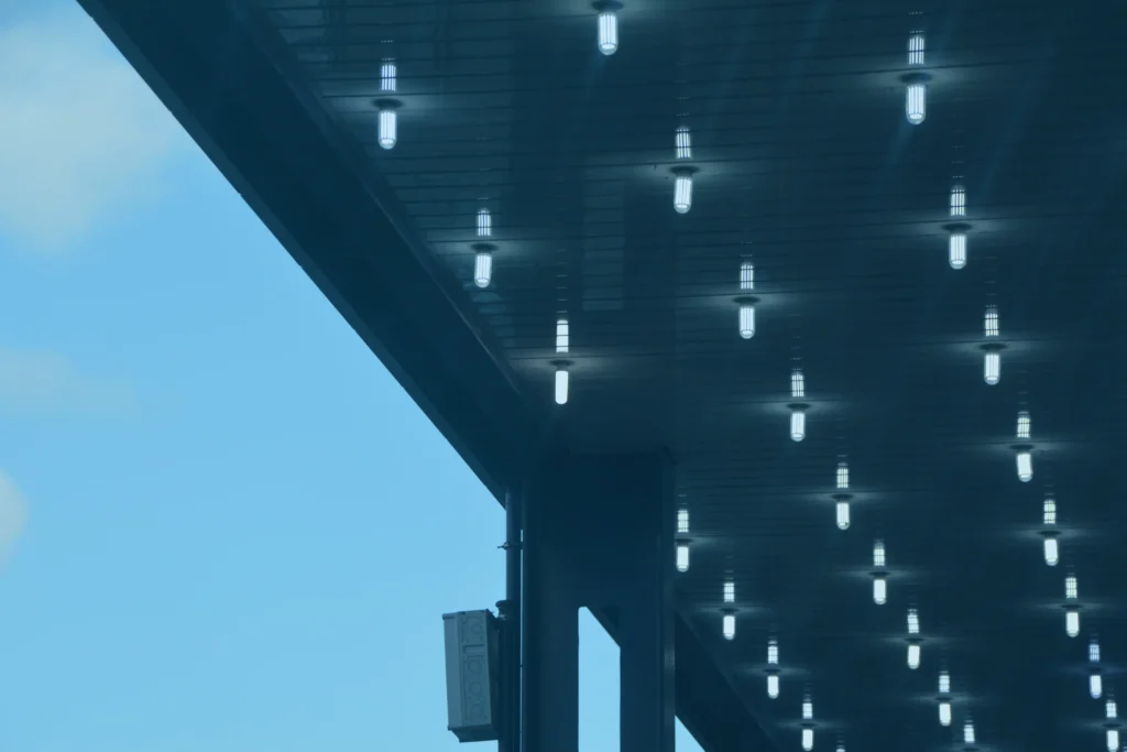 lights on a building roof