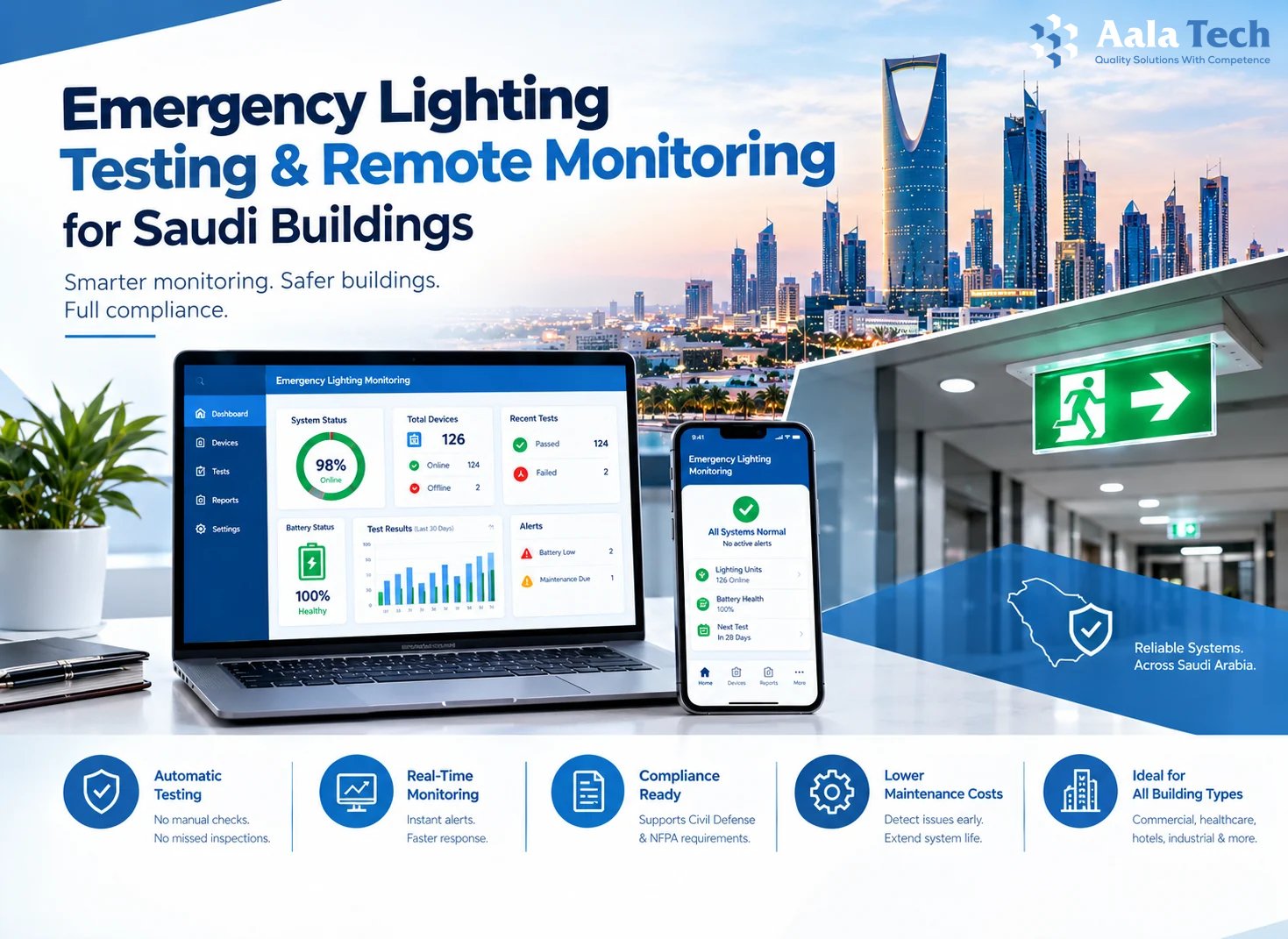 Emergency Lighting Testing & Remote Monitoring for Saudi Buildings